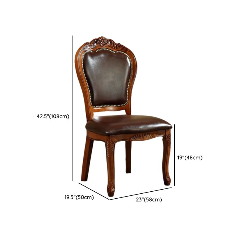 Steady Bordered Leather Upholstered Side Chair/Arm Chair with Wooden Legs and Nailhead Embellishment for Dinette in a Nordic Style thumbnail 15