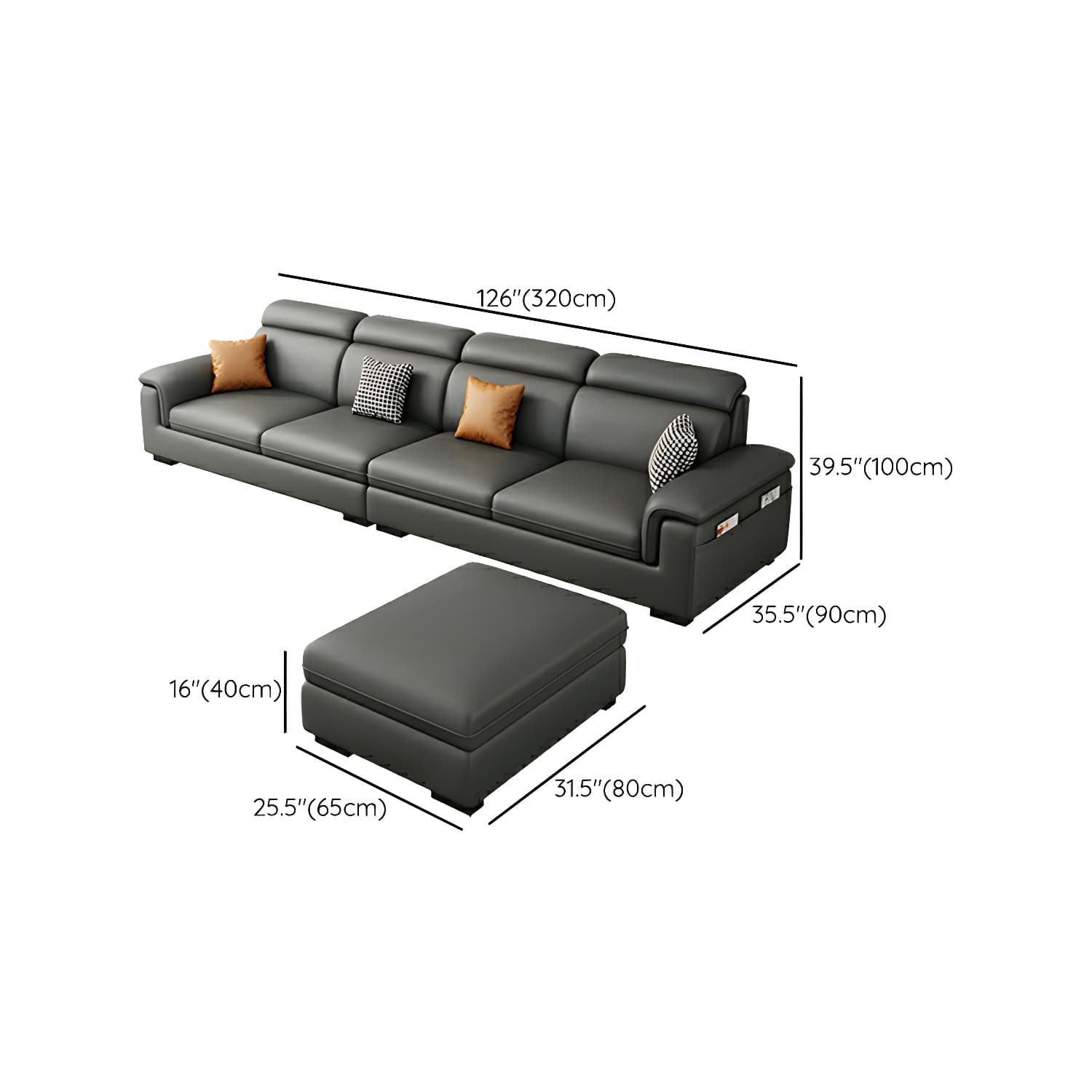 Modern Gray Stationary Sectional Sofa with Pillow Top Arm and Storage thumbnail 15