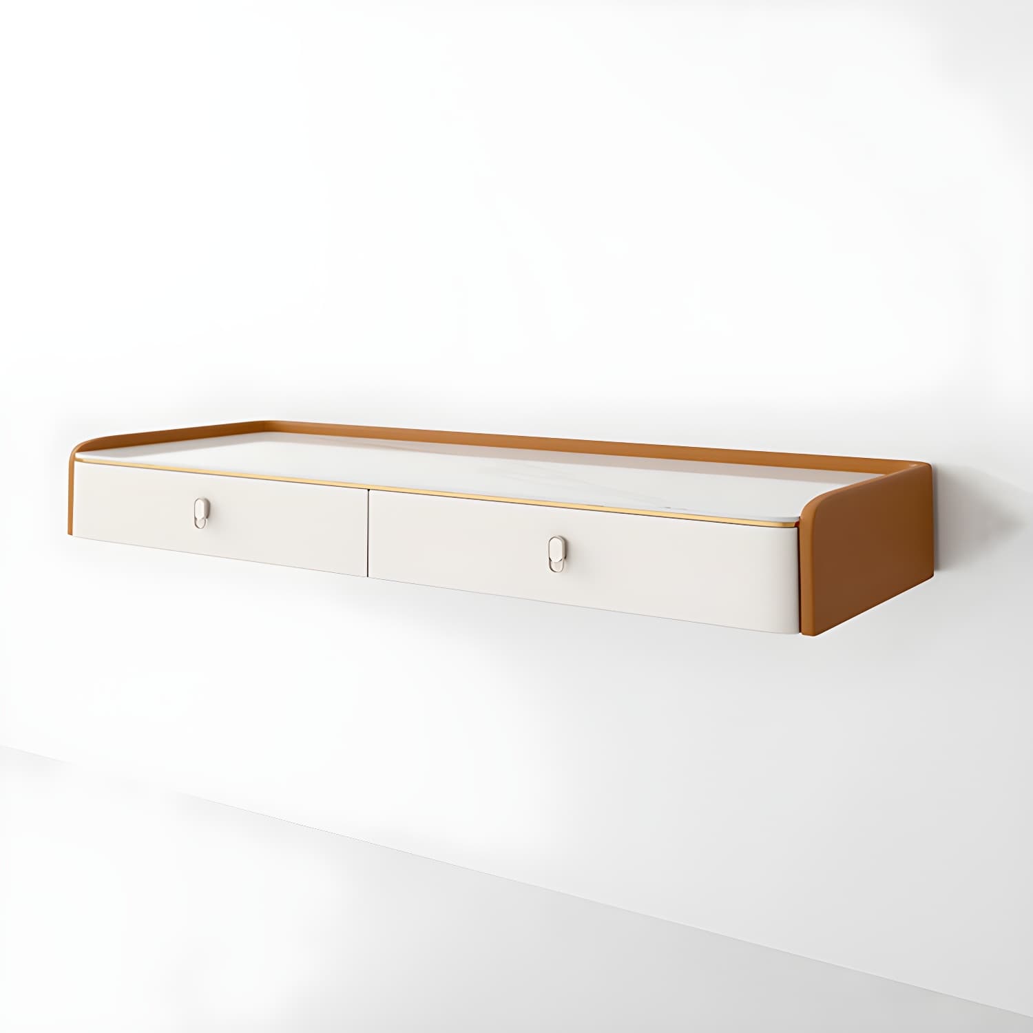 Glam Style Off-white Slate Countertop Wall Mounted with 1/2 Drawer Dresser thumbnail 9