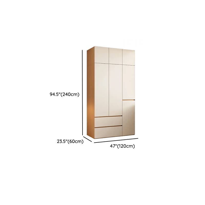 Chalk Modish Laminate Wardrobe Closet with Soft Close Drawer, Soft Close Door, Interior Shelves, and Clothing Rod thumbnail 12
