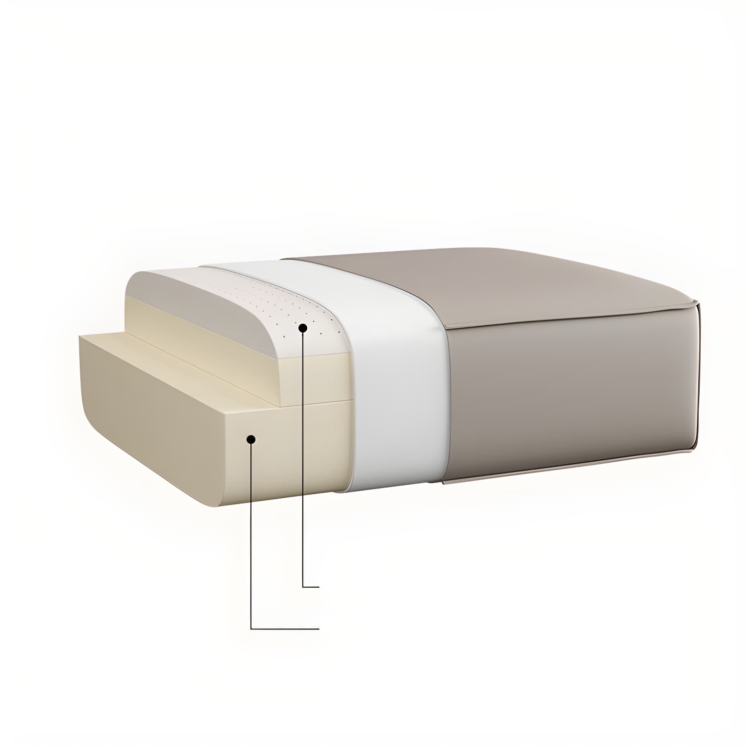 Modern Gray Faux Leather Sofa Chaise with Square Arms and Pine Wood Legs thumbnail 9