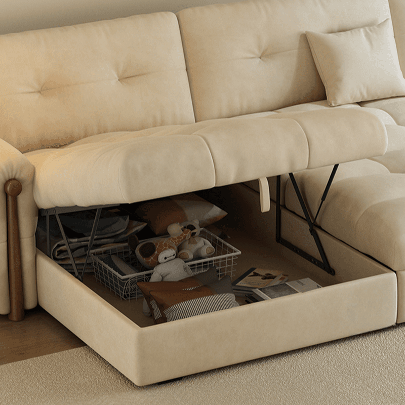 L-Shape/Straight Sofa/Sofa Chaise with Under-seat-storage, Left Hand Facing Orientation, Round Arm, and Button-tufted Details thumbnail 6