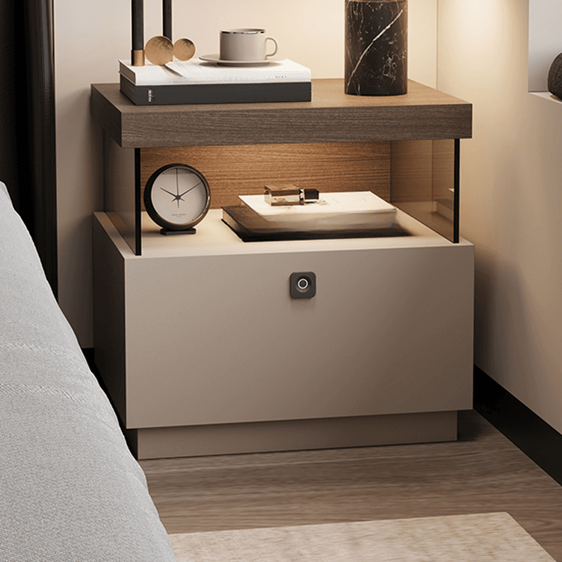 Organic Modern Nightstand With Drawer Organization with 1 Drawer and Real Wood Countertop thumbnail 7