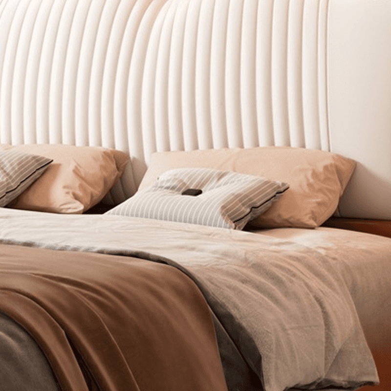 Modern Simple Style Wingback Headboard in Natural Wood for King/Queen/Full Bed with No Distressing, Sponge Upholstery, Free-standing Standard Height thumbnail 10