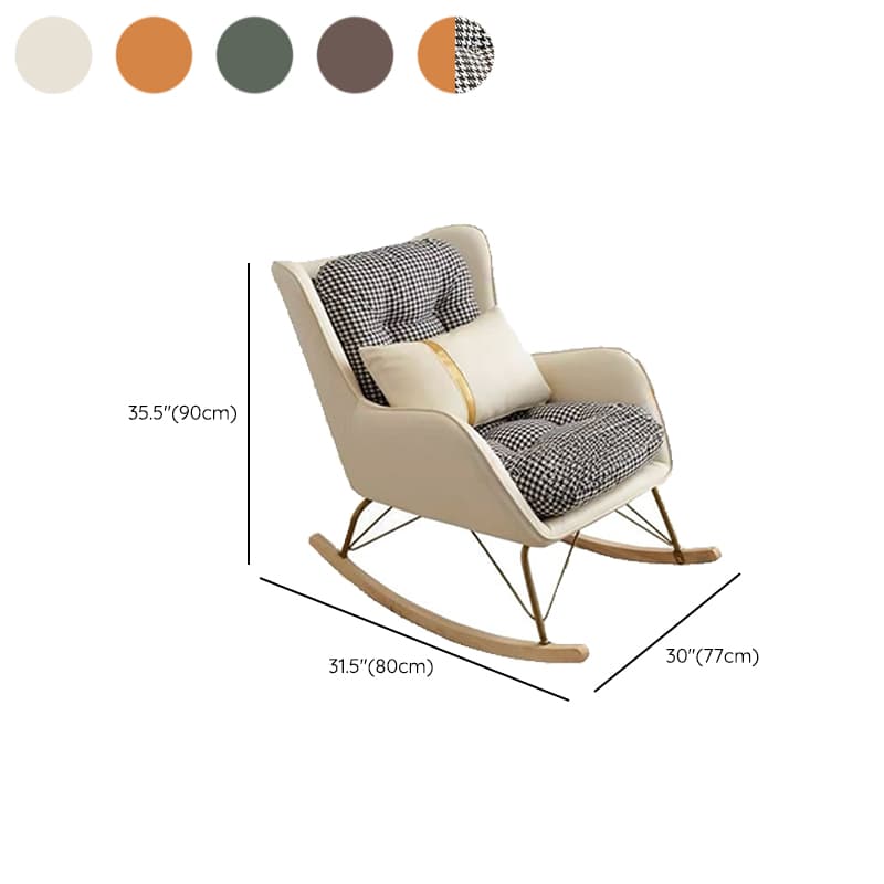 Trendy Cocoa/Lime Green/White Upholstered Rocking Chair Couch 2 Piece Set with Track Arm & Ottoman, Scratch-defiant thumbnail 18