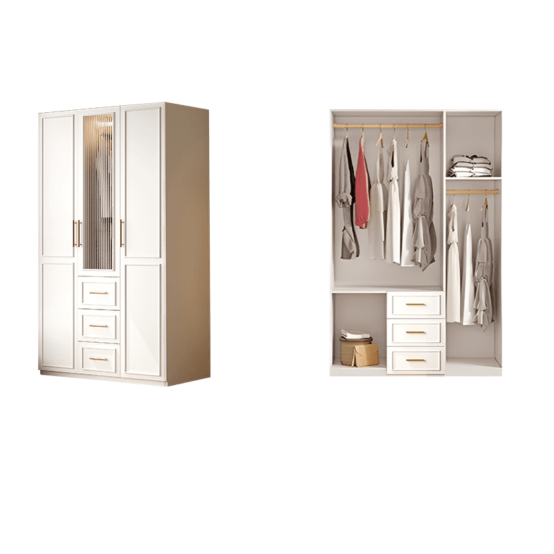 Modern Manufactured Wood Standalone Almirah with Soft Close Drawer, Soft Close Door, Interior Shelves, and Hanging Rod thumbnail 2