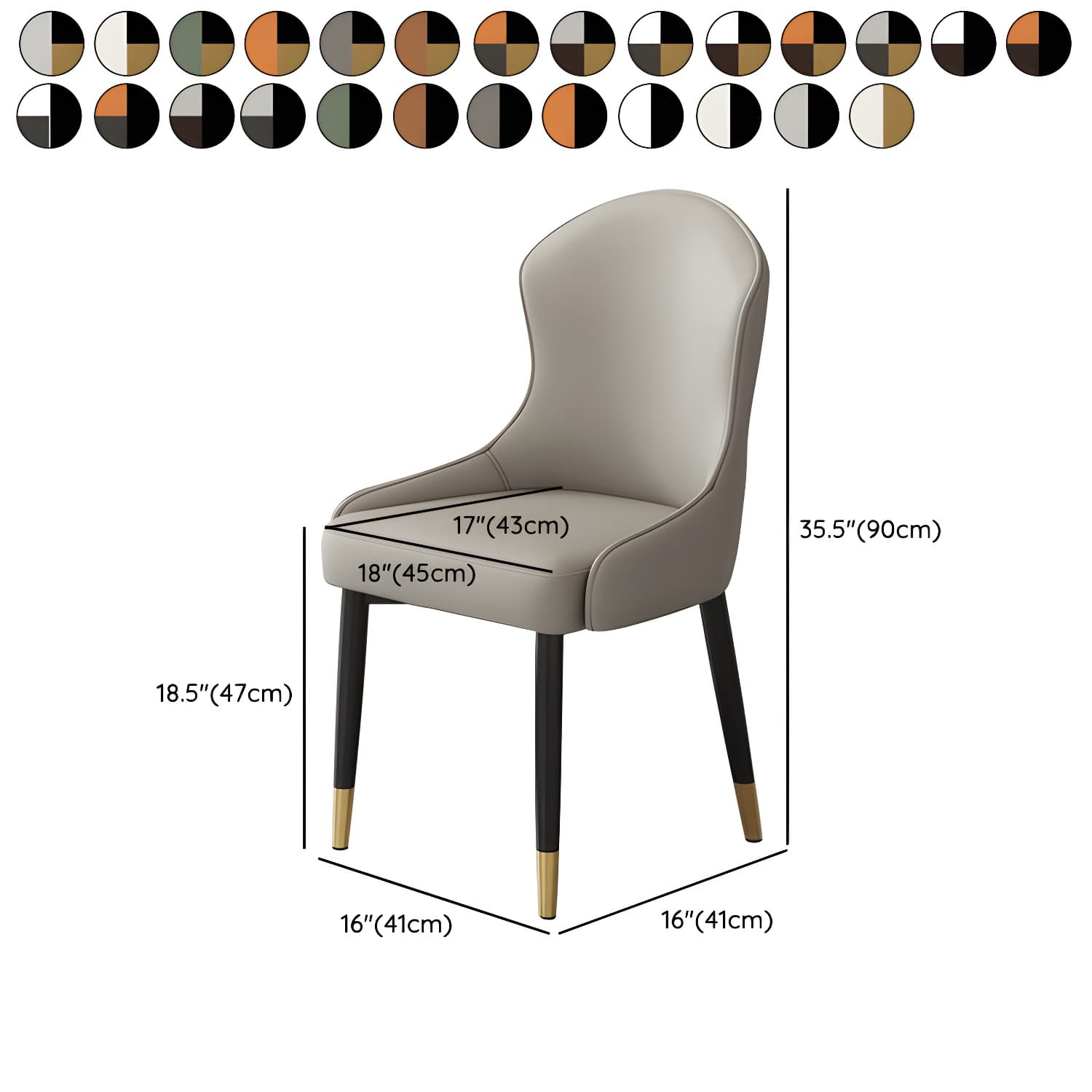 Wingback Faux Leather Side Chair with Metal Legs and Upholstered Seat for Kitchen & Dining thumbnail 22