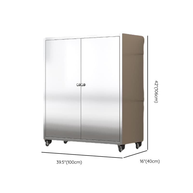 Metallic Sideboard on Roller Wheels with Stainless Steel Countertop thumbnail 27