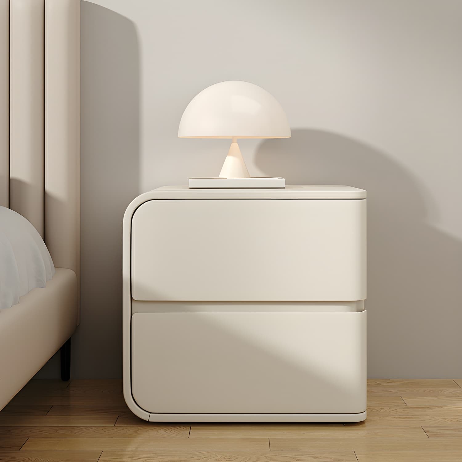 Rounded Corners Nightstands Solid Wood with Silent Buffer Guide Rail thumbnail 7