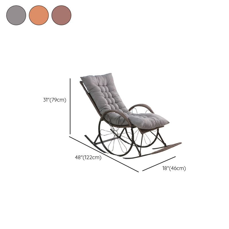 Old School Pecan/Light Green/Sand Cane Rocking Chair with Rear and Wagon Wheel Shaped Arms thumbnail 13