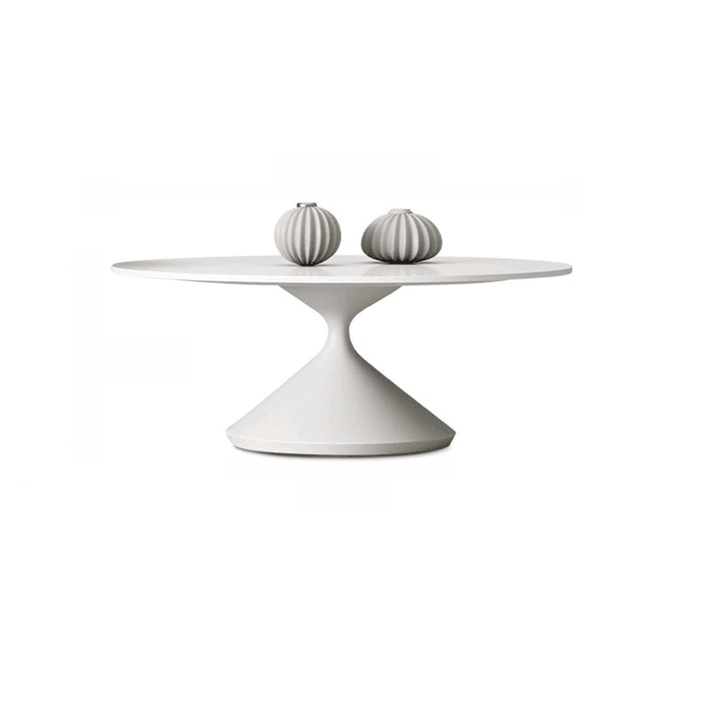 Single/Nesting Postmodern Circular-shaped Chalk/Ink Sintered Stone Pedestal Base Side Table thumbnail 7
