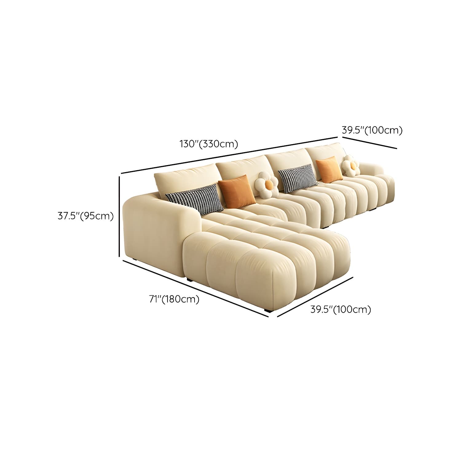Modern Suede Sectional Sofa with Black Pine Wood Frame and Scratch Resistant Design thumbnail 27