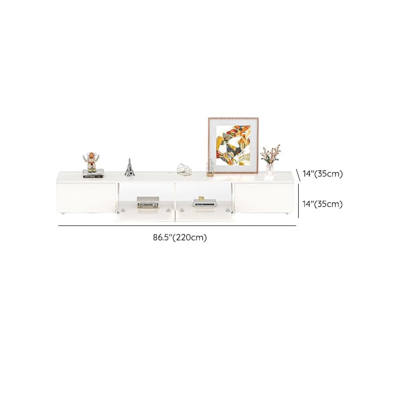 White Modern TV Stand with Low Height, Drawers, and Cable Management - Easy Full Assembly thumbnail 19
