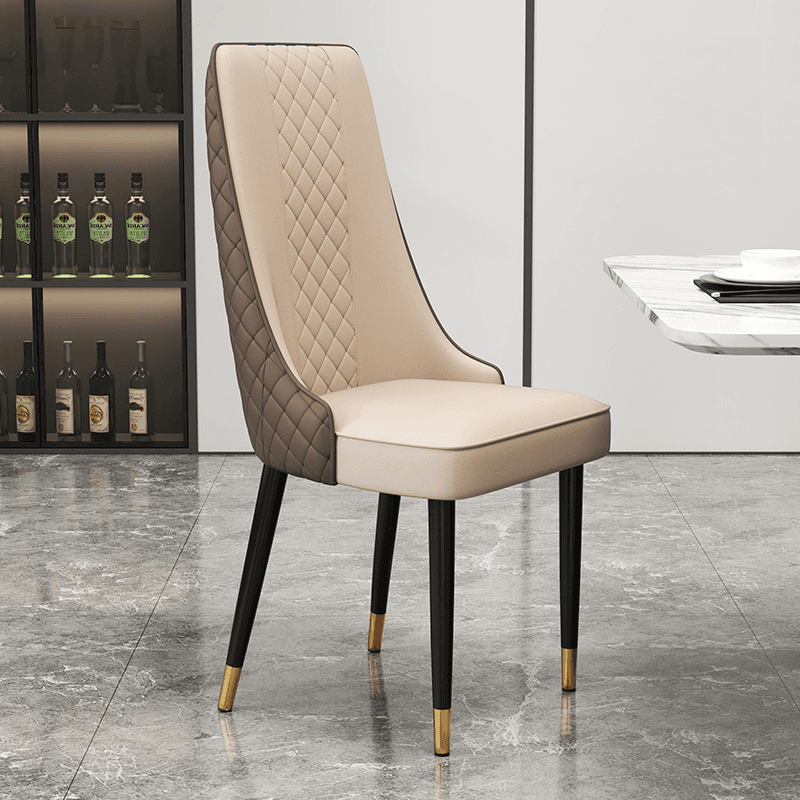 Contemporary Restaurant Armless Chair with Solid Back Panel, Upholstered Metal Legs thumbnail 5