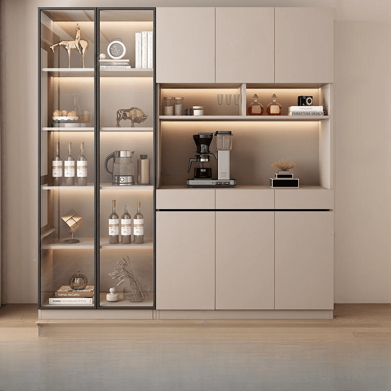 Wide/Standard/Narrow Modern Timber 3 Drawers 2 Shelves/3 Shelves/1 Shelf Glass Doors Pantry Hutch Sideboard thumbnail 4
