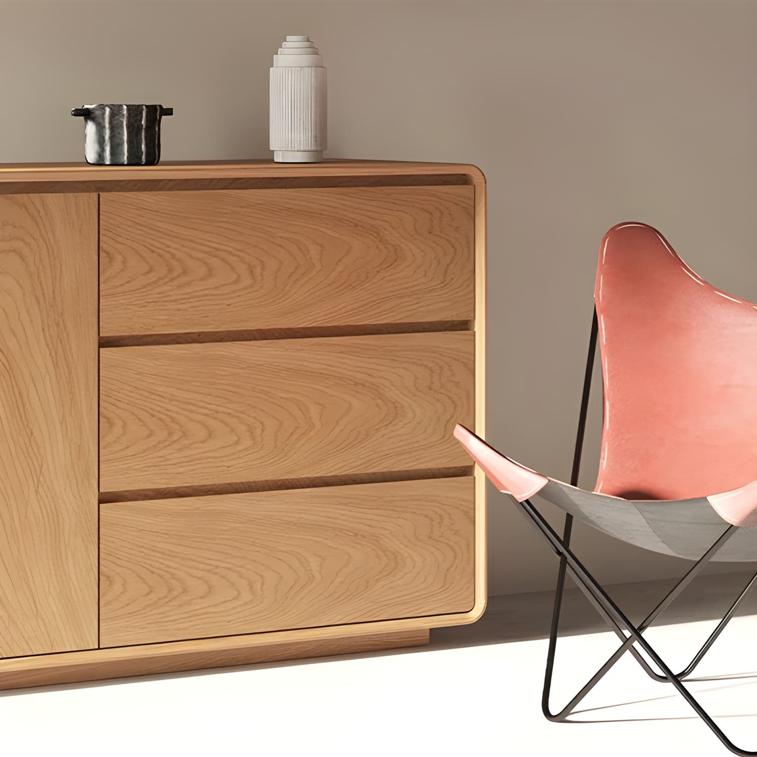 Scandinavian Wood Sideboard with 3 Drawers and 2 Doors, Overall Width 40cm, Overall Height 80cm thumbnail 13