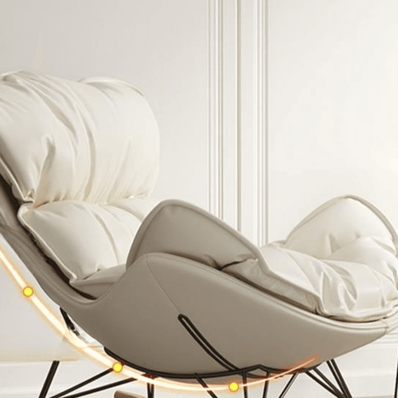 Grey/Chalk/Amber Contemporary Alloy 2 Piece Set Rocking Armchair with Padded Upholstery and Ottoman thumbnail 12
