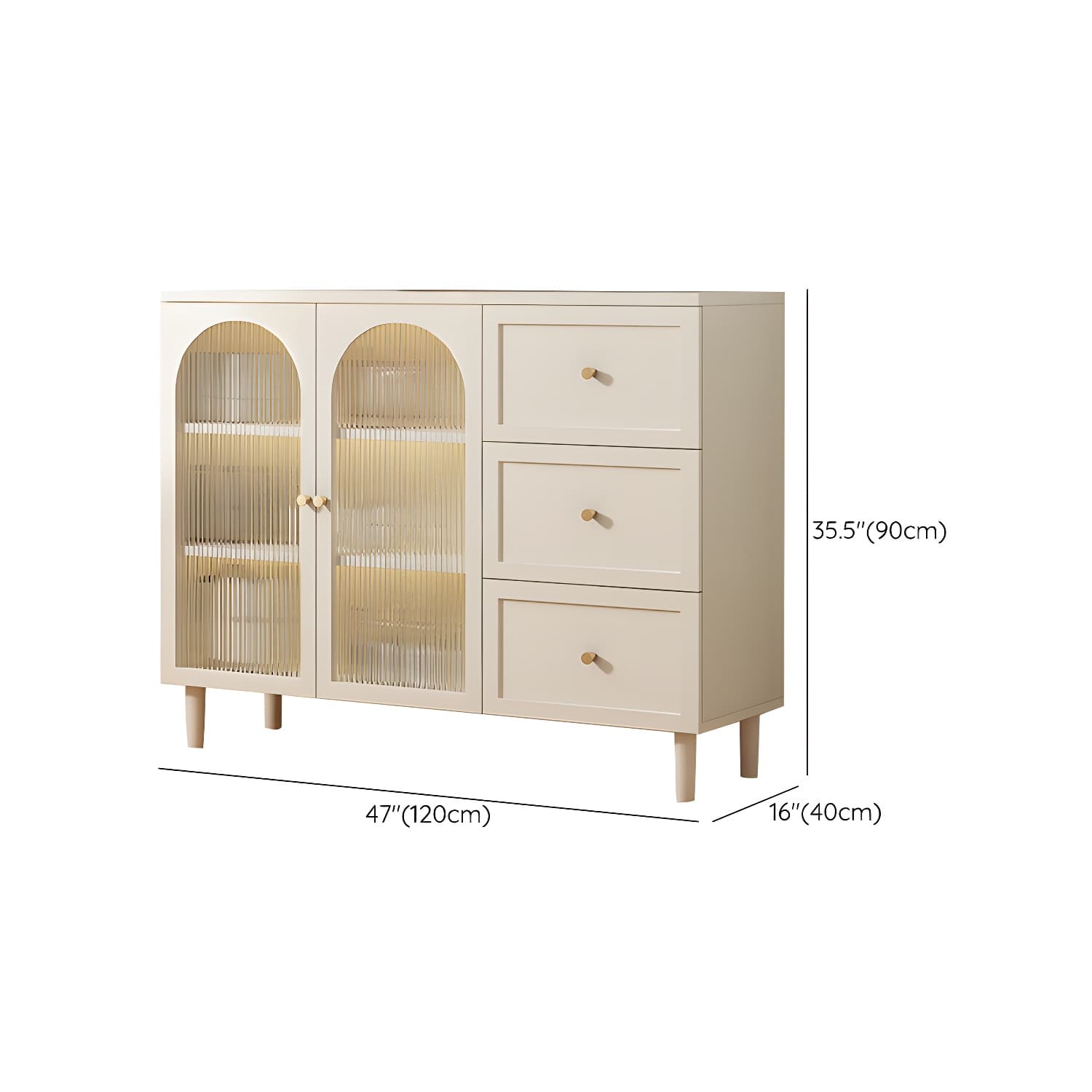 White Modern Sideboard Credenza with Cabinets and Shelves for Storage and Display thumbnail 18