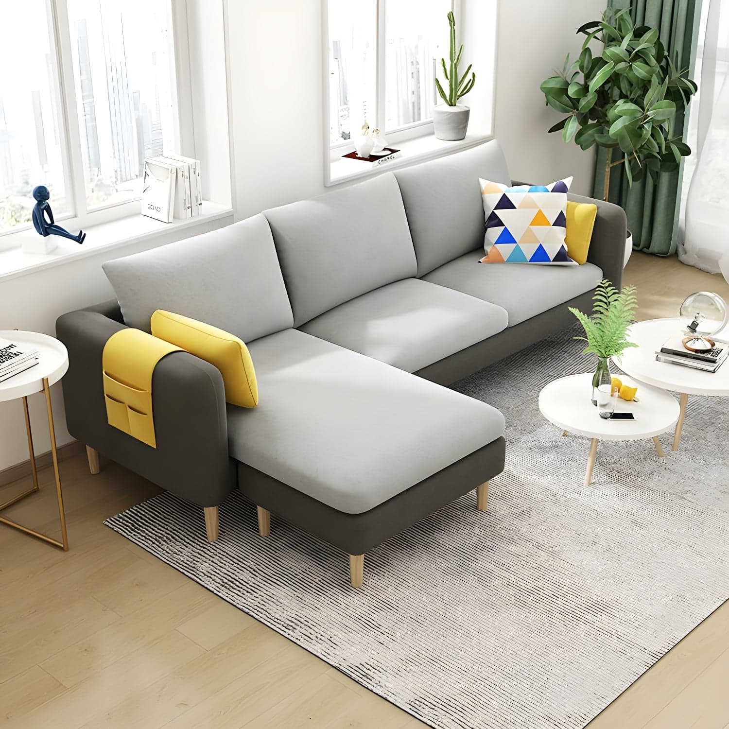 79.5" W L-Shaped Sectional Sofa with Square Arm and Bolster Pillows thumbnail 8