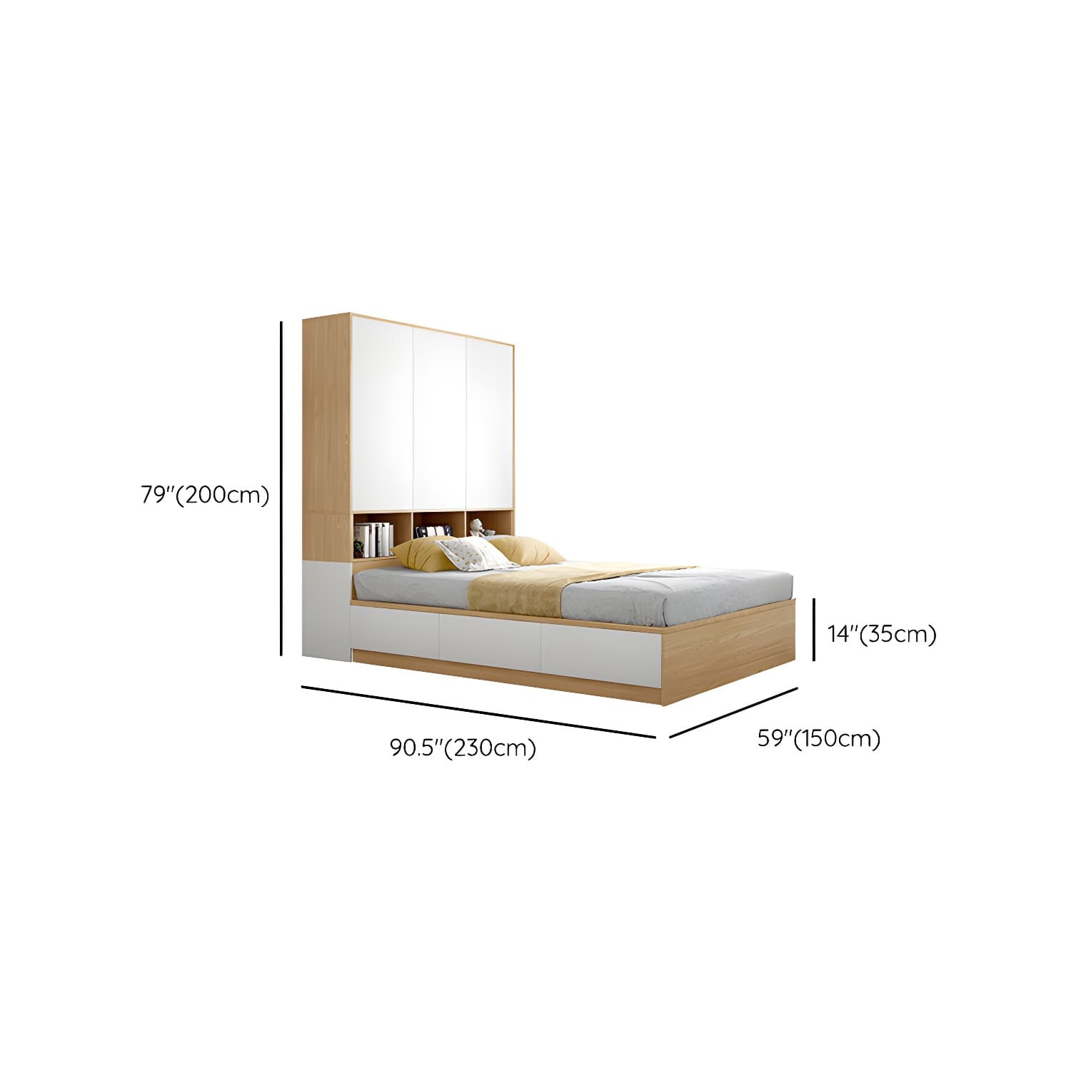 Modern Wood Platform Bed Frame Natural No Distressing Bookcase thumbnail 16