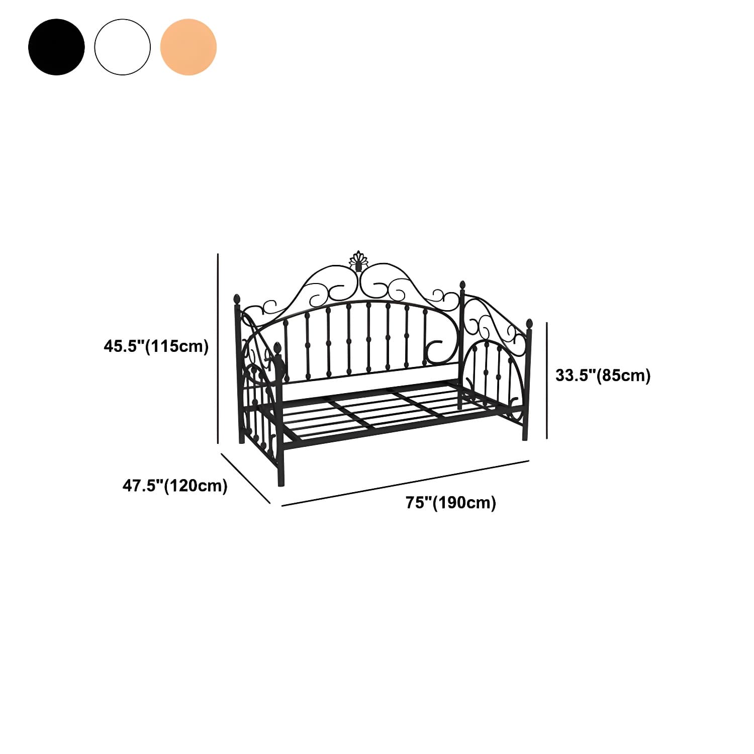 Luxurious Open-Frame Bed 45.28-inch High Metal Child's Bed with Headboard thumbnail 15