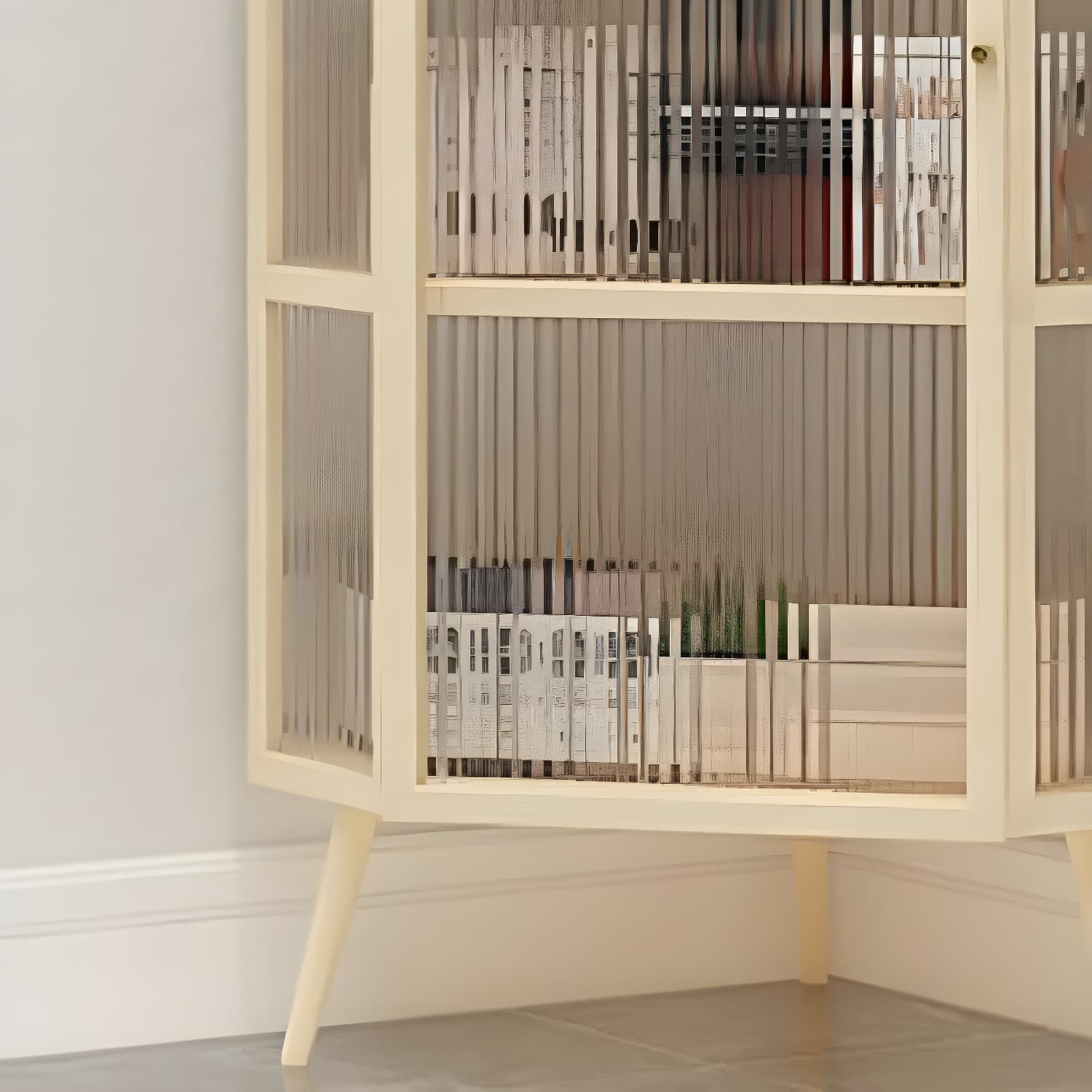 40cm Corner Modern Accent Cabinet with Glass Doors and Iron Base thumbnail 10