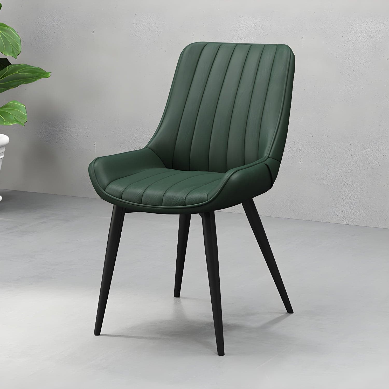 Metal Frame Dining Side Chair Faux Leather Upholstered Side Chair thumbnail 5