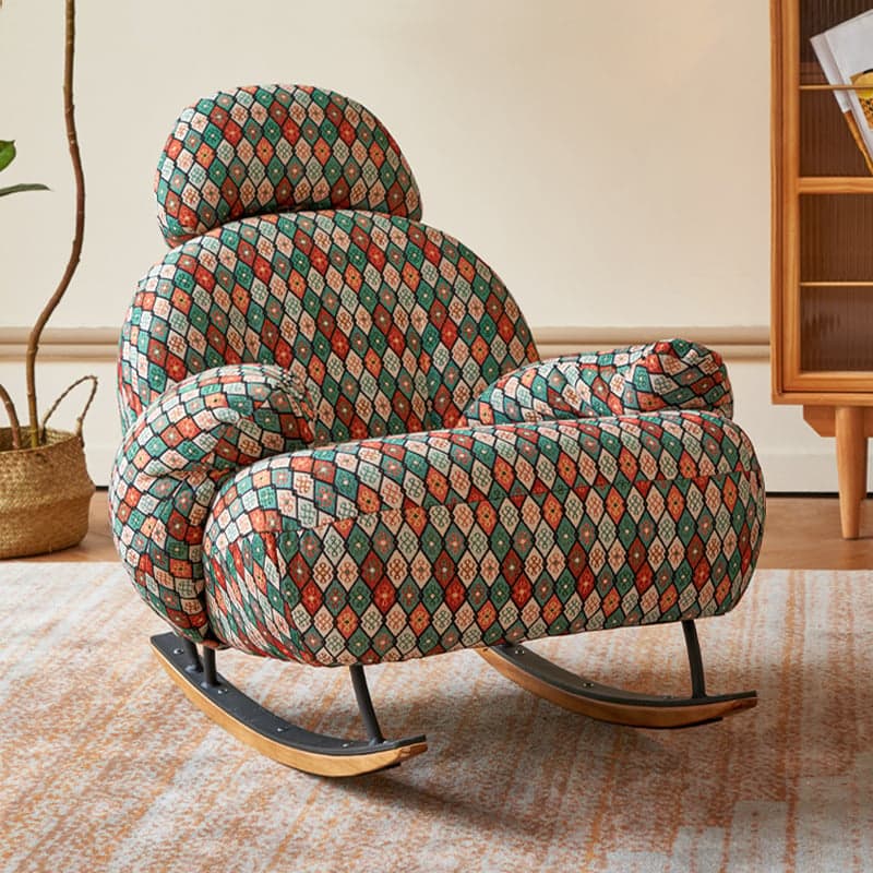 Rocking Chair Couch with Round Arm, Ottoman, Rear Back, Stationary - image 8