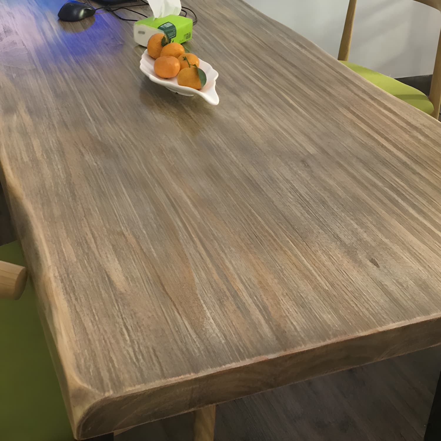 Rectangle Double Pedestal Industrial Dining Table Fixed Table of Solid Wood thumbnail 7