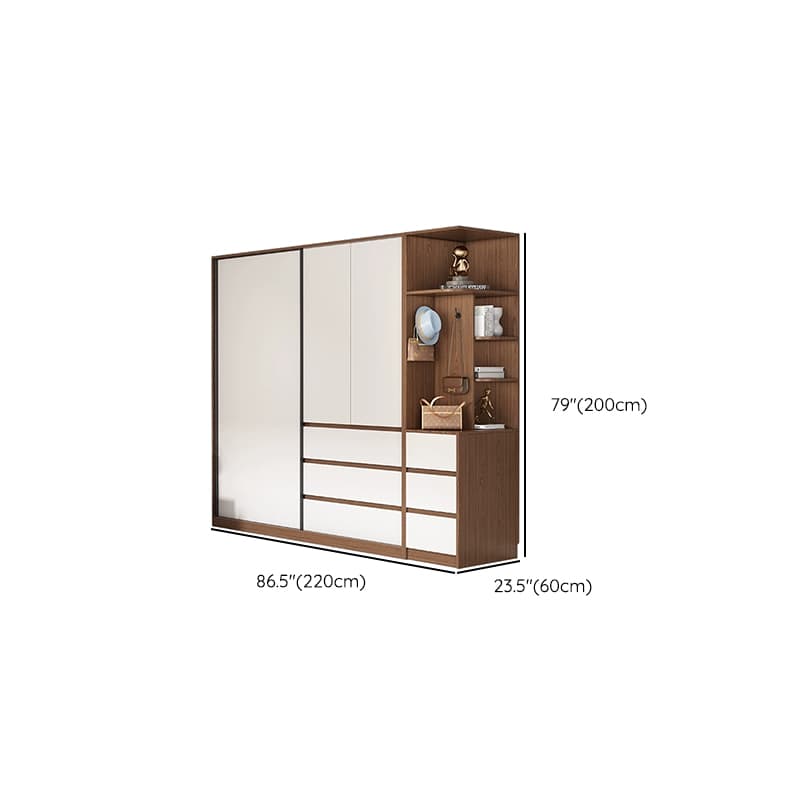 3-Door Scandinavian Soft-Close Drawers Wooden 3-Door Wardrobe Armoire 23.62 inch thumbnail 25
