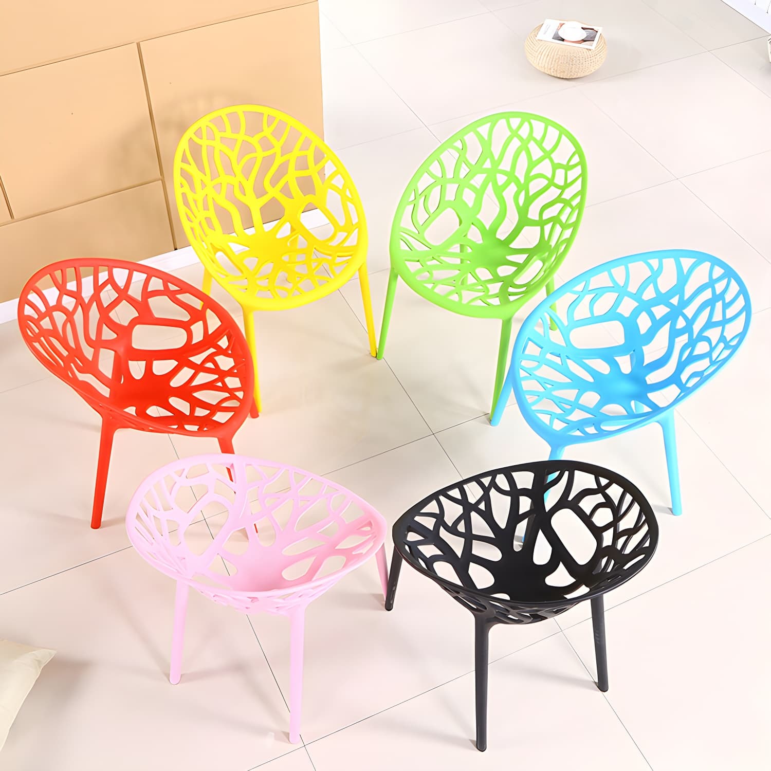 Contemporary Plastic Dining Room Chairs Armless Open Back Dining Side Chair for Restaurant thumbnail 21