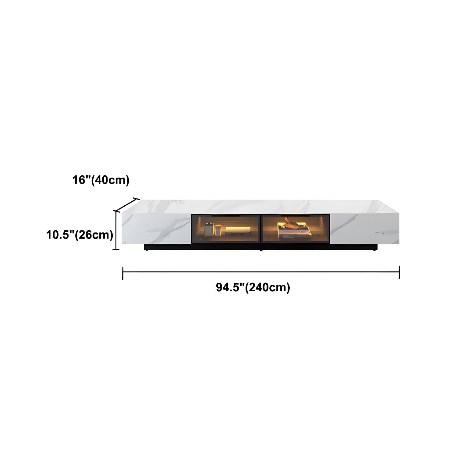 Modern Slate TV Stand White Closed Storage TV Console with Sensor Light thumbnail 12