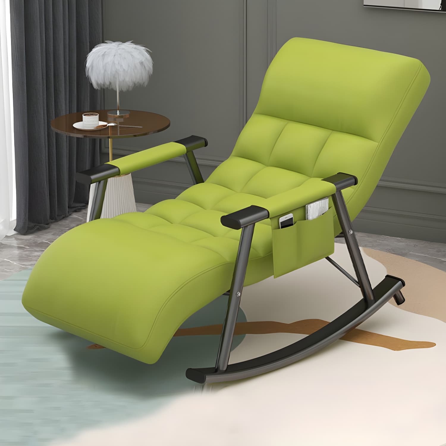 Stylish Tufted Upholstered Rocking Chair - Modern Design for a Comfy Home thumbnail 12