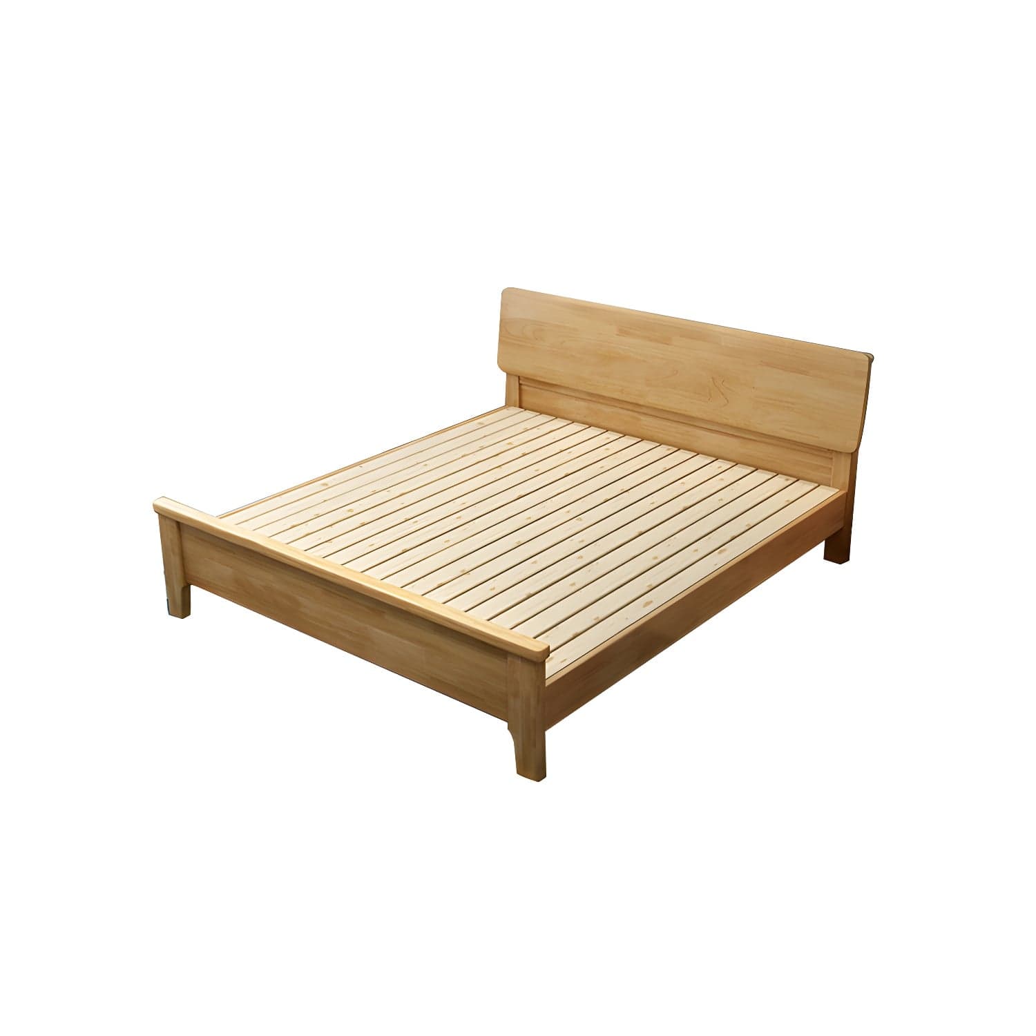 84.65 inch Wide Scandinavian Bed Frame Solid Wood Standard Bed with Headboard thumbnail 5