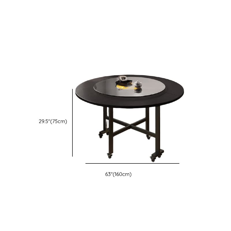 Contemporary Circular-shaped Dining Table with Timber Top in Brown, Extendable Feature thumbnail 21