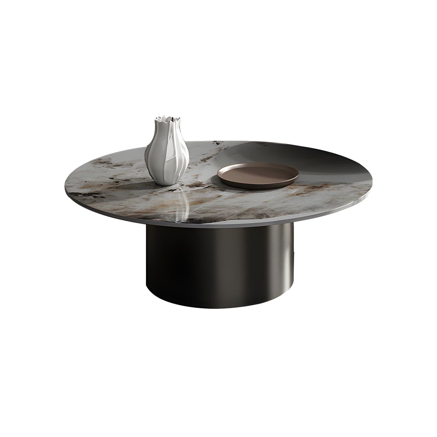 Slate Coffee Table Round Nesting Coffee Table Set with Pedestal Legs thumbnail 1