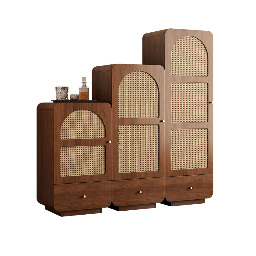 Simple Rectangular Accent Cabinet with Storage, Engineered Wood Countertop, Pull Knobs, Auburn Top, and Soft Close Drawer thumbnail 5