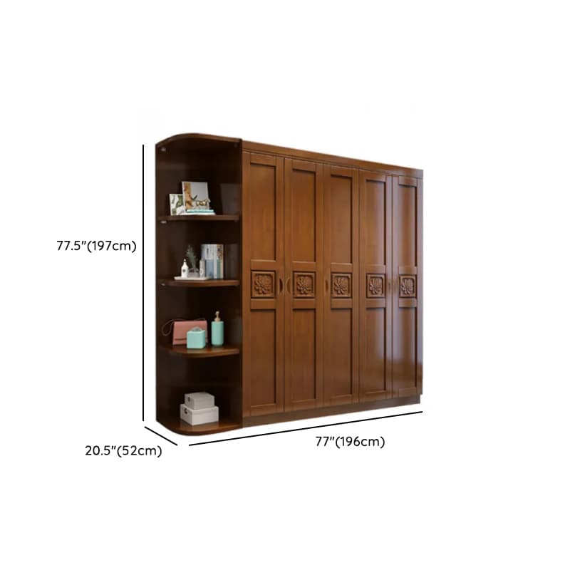 Vintage Sepia Lumber Wardrobe with Soft Close Drawer, Soft Close Door, Interior Shelves, and Hanging Rod thumbnail 7