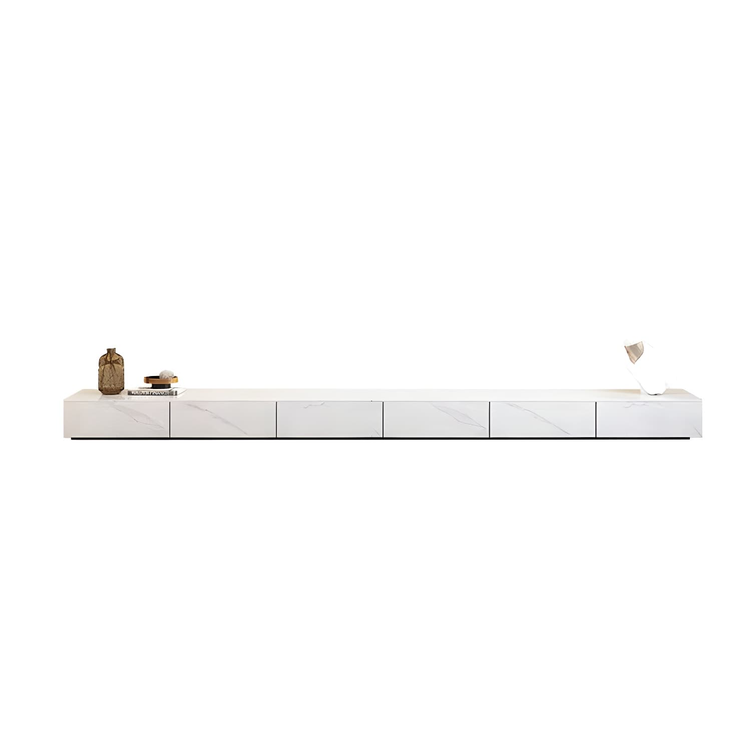 Stone TV Stand Modern TV Console with 6 Drawers Included, White thumbnail 5