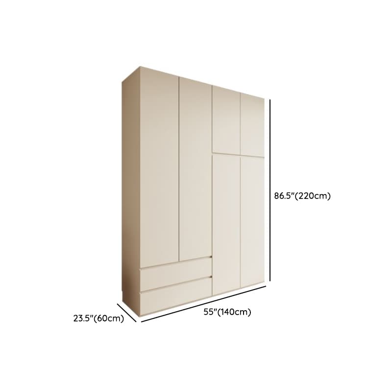 Cream Modern Wood Wardrobe Armoire with Soft Close Drawer and Door, Interior Shelves, and Hanging Rod thumbnail 21