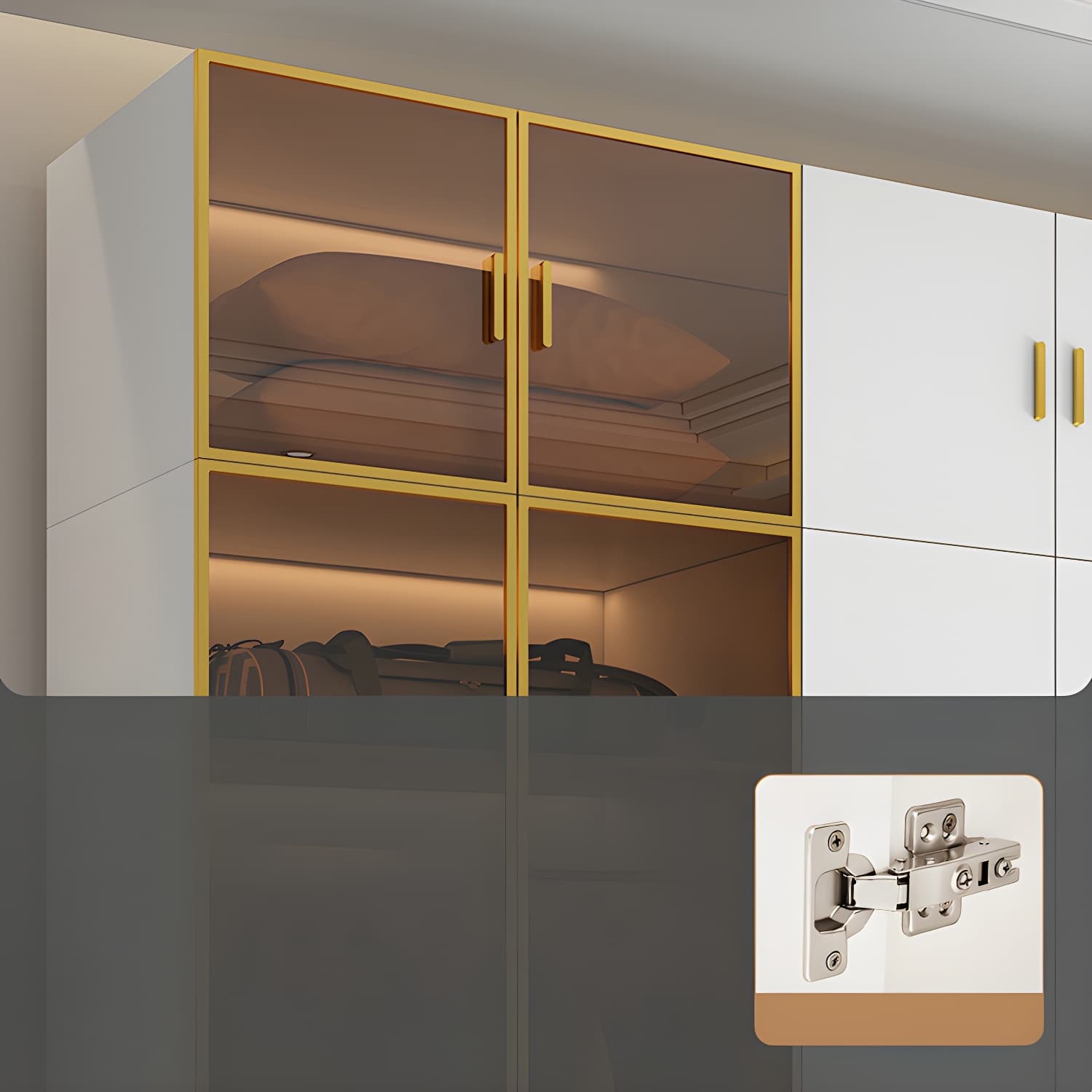 Modern White Wood Frame Wardrobe Armoire Freestanding Wardrobe with Soft Close Drawers thumbnail 7