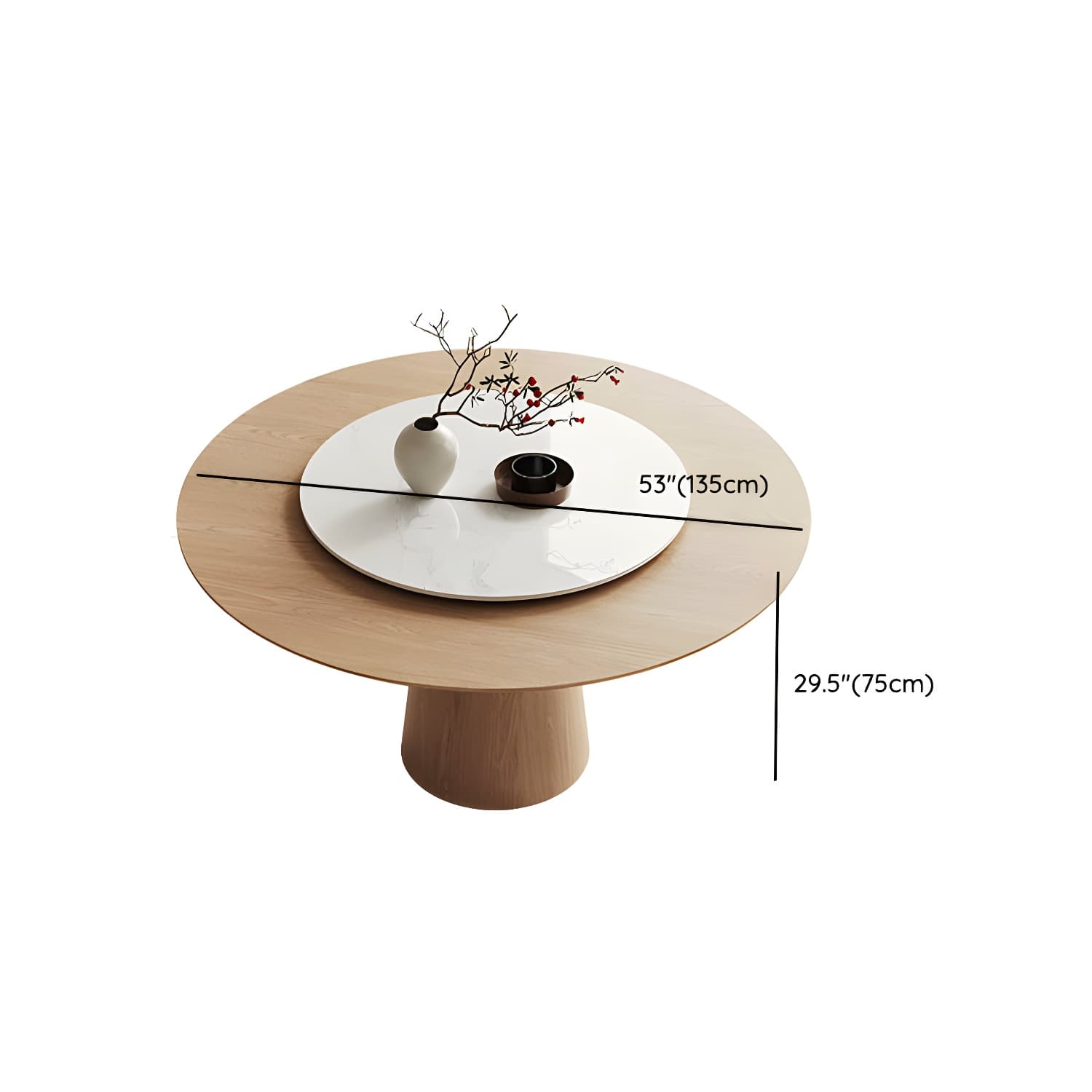 Solid Wood Round Top Dining Table Set with Cushioned Chair for Home thumbnail 14