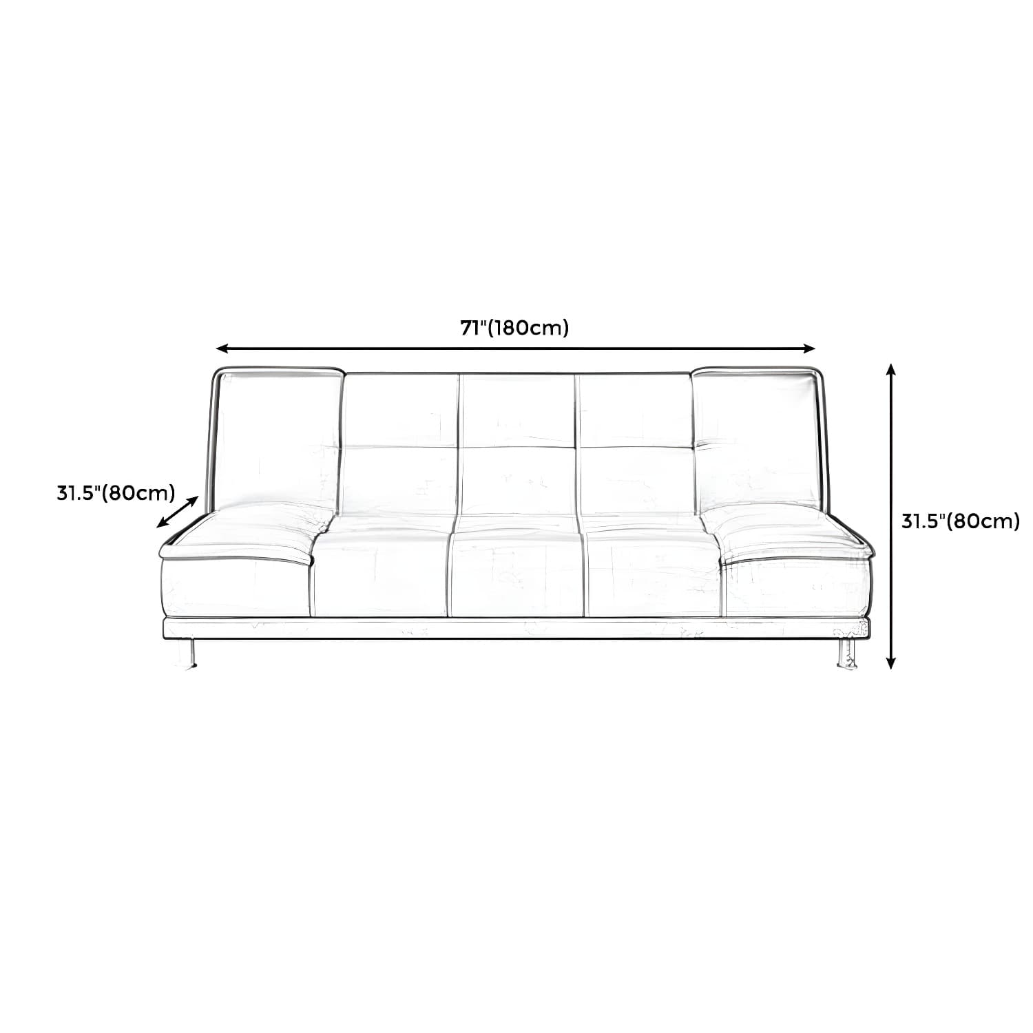 75"Modern Minimalist Armless Foldable Sleeper Leather Settee thumbnail 17
