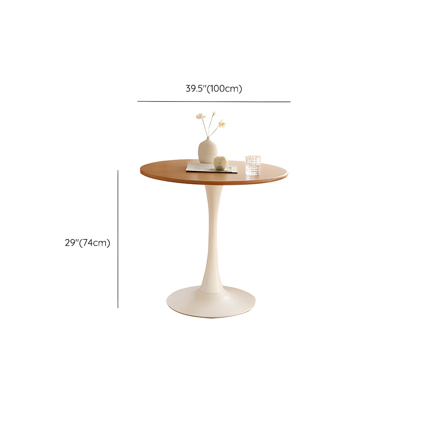 White Round Wood Dining Table with Steel Tulip Base, Modern Design thumbnail 18