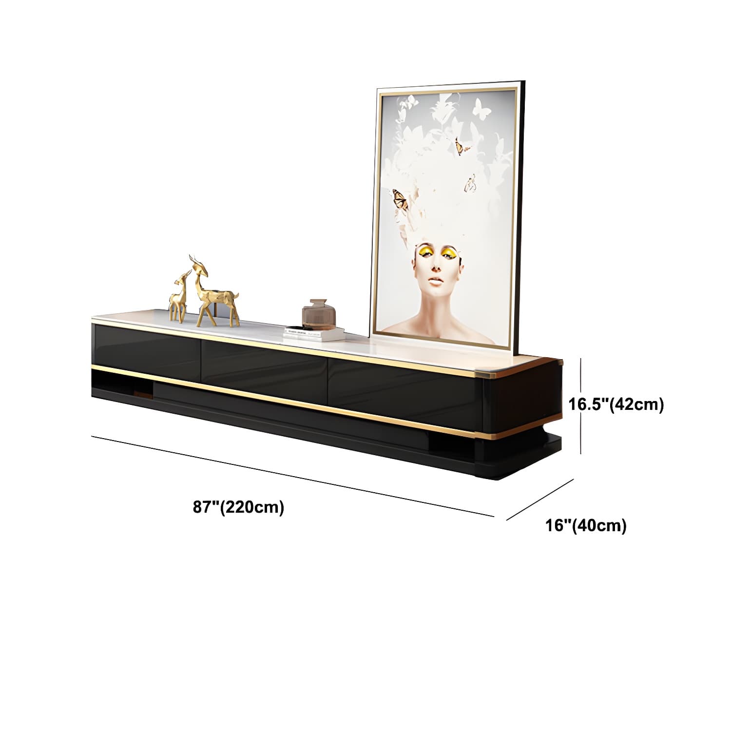 Luxurious 3-Drawer TV Stand Console 16.54-Inch H Glass TV Console thumbnail 17
