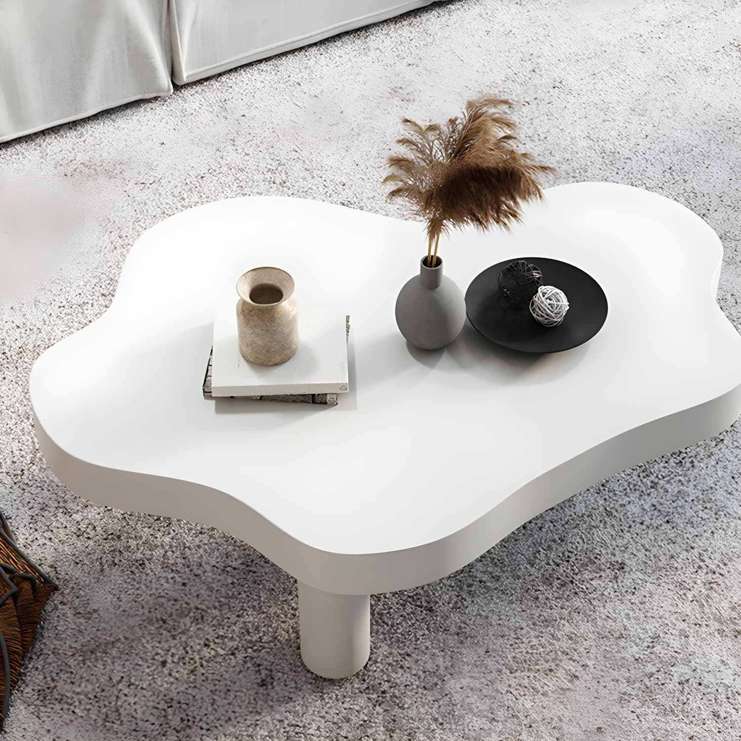 Contemporary 3 Legs Coffee Table Wood Cloud Shaped Cocktail Table thumbnail 6
