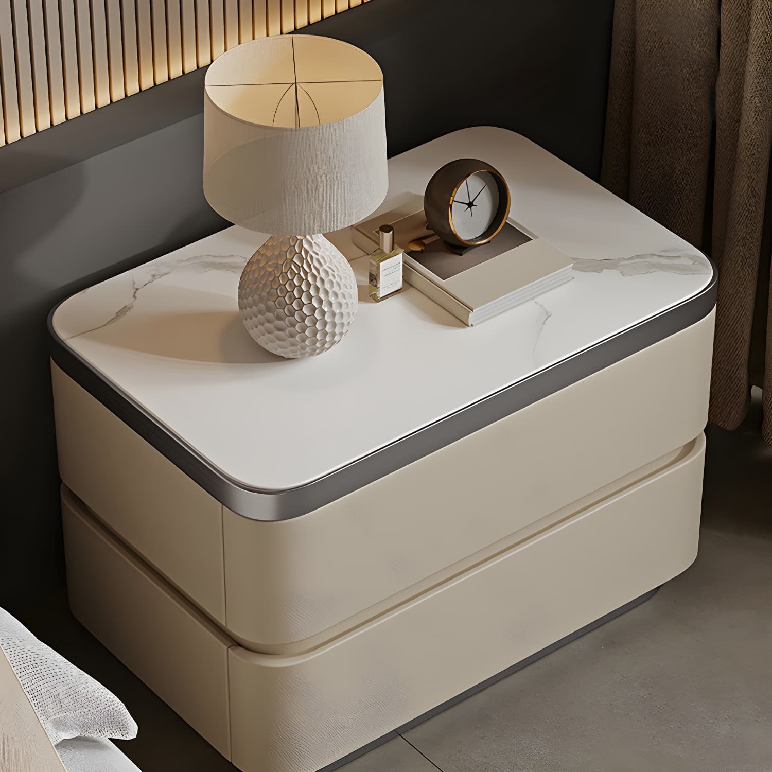 Scandinavian Bedside Cabinet Made of Solid Wood with Two Drawers for Bedroom thumbnail 14