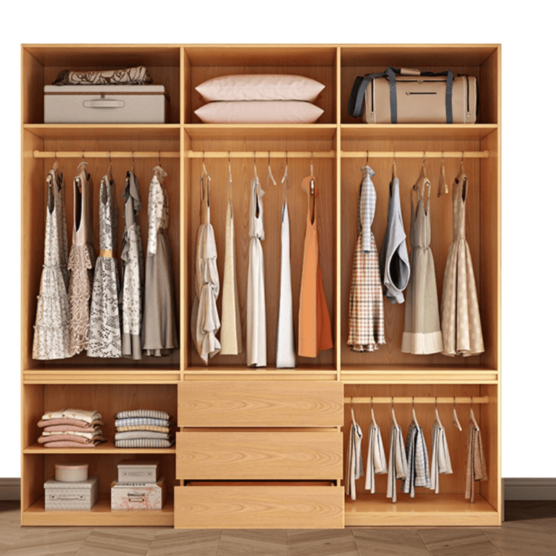 Natural Finish Unfixed Almirah Manufactured Wood Soft Close Drawer Soft Close Door Hinged thumbnail 5