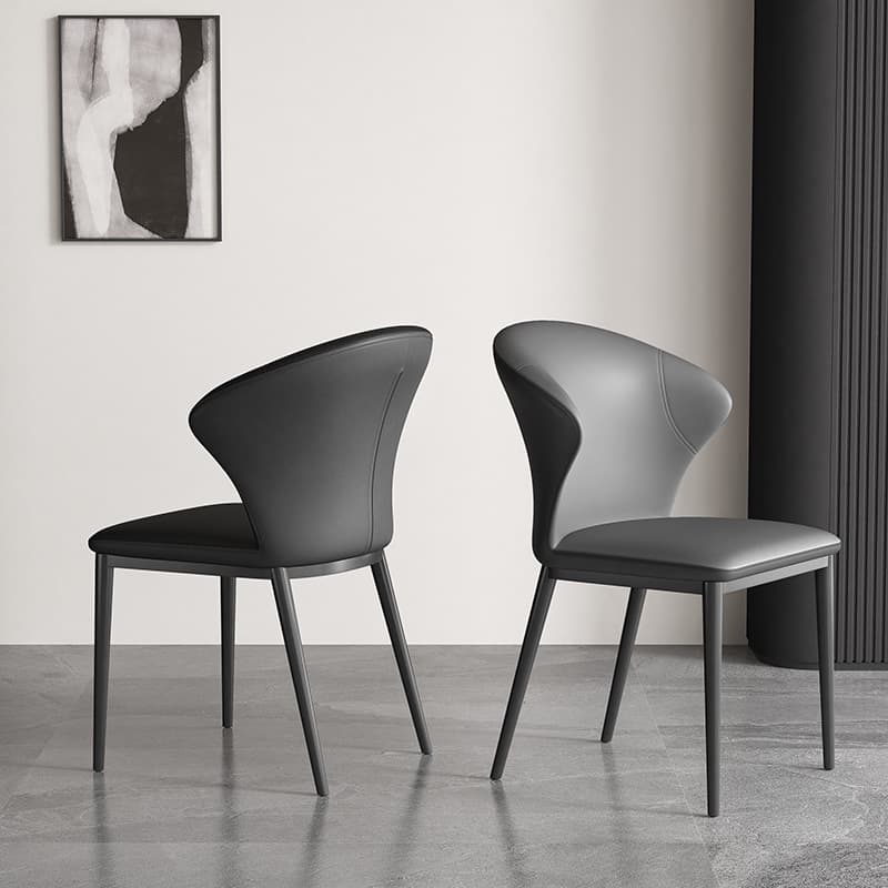Modish Side Chair with Wing Chair Back, Padded Upholstery, Midnight Black Metal Legs thumbnail 14