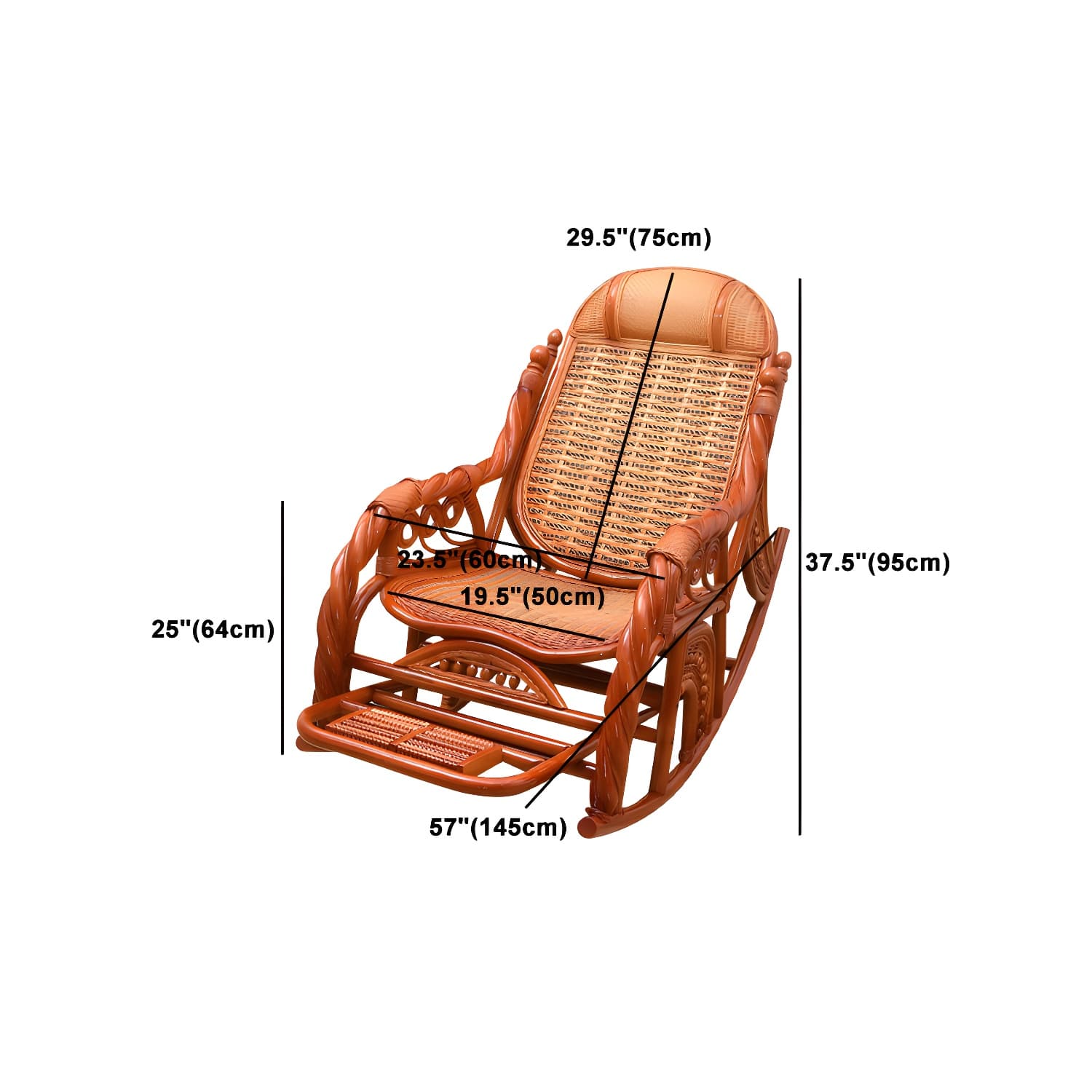 Traditional Spindle Rocking Chair Tobacco Finish with Pillow Rocker Chair Wicker thumbnail 14